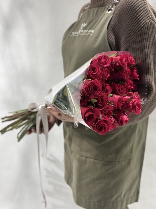 Роза Эквадор красного цвета 25шт в упаковке