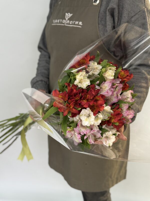 Микс 9 альстромерий импорт (под ленту в упаковке)